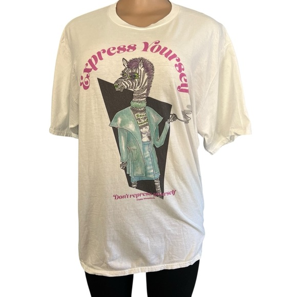 3/$30 🍂 Nicopanda Express Yourself Don’t Repress Yourself Quirky Zebra Shirt - Picture 2 of 6